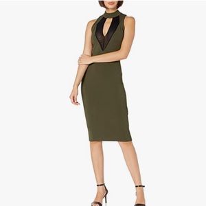 NWT RACHEL Rachel Roy Mesh Front MIDI Knit Dress